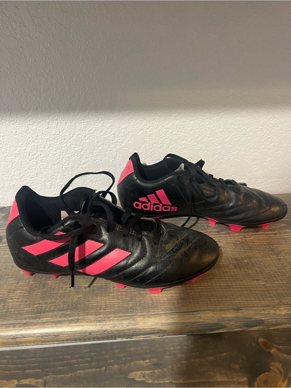 adidas Kids Black and Pink Soccer Cleats